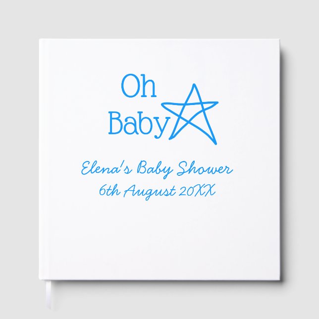 Livro De Visitas Ó chá de fraldas de estrelas azul bebê adiciona no (Frente)