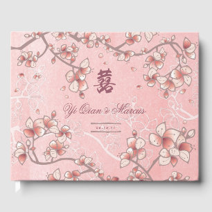 Livro De Visitas O pêssego floresce casamento chinês da felicidad