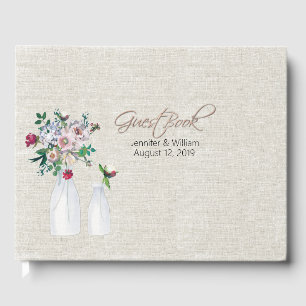 Livro De Visitas O vintage inspirou o casamento da garrafa de linho