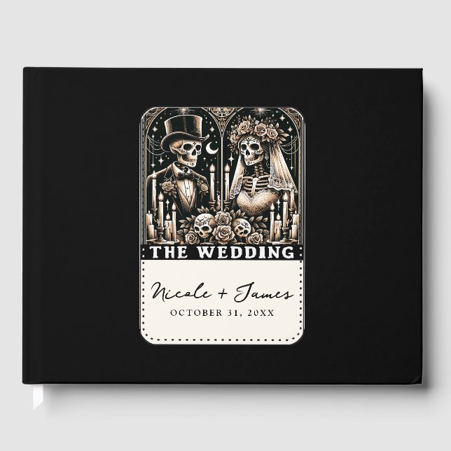 Livro De Visitas O WEDDING Tarot Skeletons Bride & Groom (Frente)