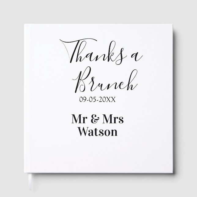 Livro De Visitas Obrigado um brunch pós-casamento nome data simples (Frente)