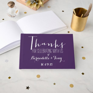 Livro De Visitas Obrigados para comemorar connosco! Casamento roxo