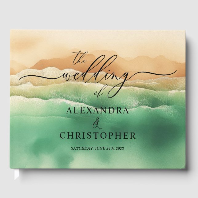 Livro De Visitas Ocean Beach Cute Signature Summer Sun (Frente)