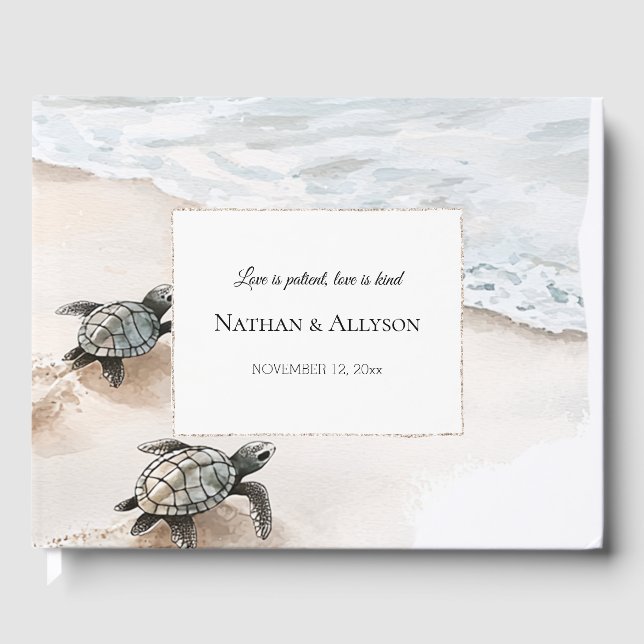 Livro De Visitas Ocean Beach Sea Turtles Wedding (Frente)