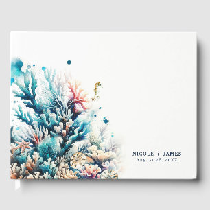 Livro De Visitas Ocean Splash Mar Coral Água Tinta à Beira da Praia