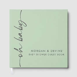 Livro De Visitas Oh Baby Green Baby Shower Guest Book