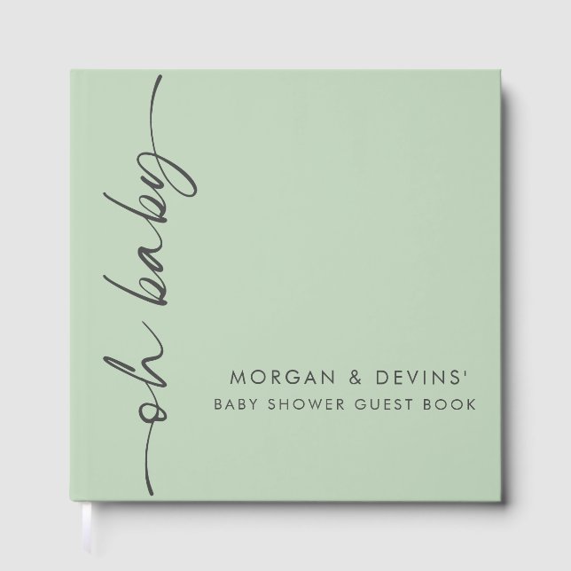 Livro De Visitas Oh Baby Green Baby Shower Guest Book (Frente)