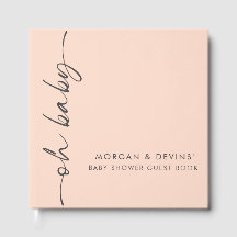 Oh Baby Pale Peach Baby Shower Guest Book