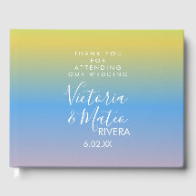 Ombre Arco-Íris Amarelo Azul Rosa Casamento Obriga