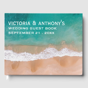 Livro De Visitas Onda de oceano, casamento de praia