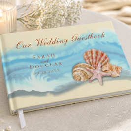 Livro De Visitas Onda do oceano azul romântica e conchas do mar