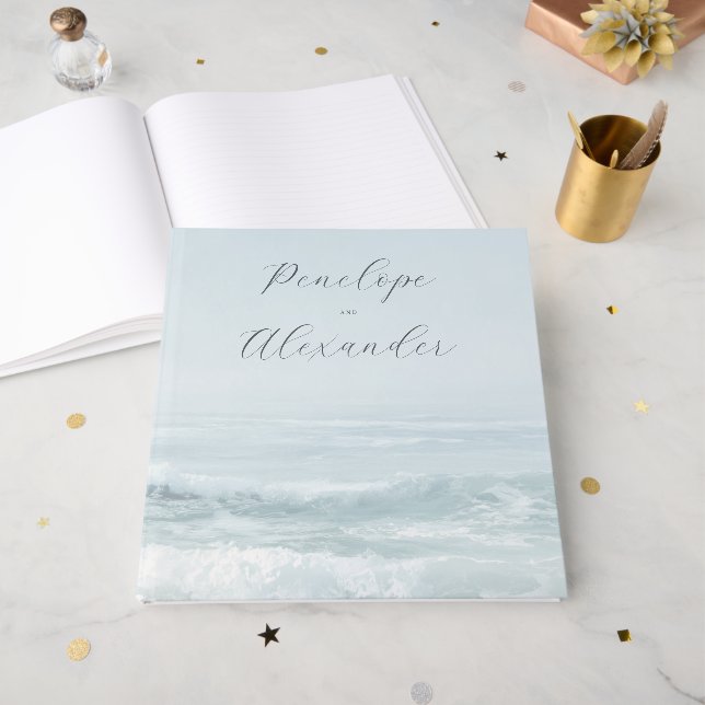 Livro De Visitas Ondas Azuis Pacífico do Mar (Frente aberta)