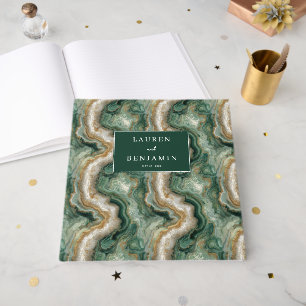 Livro De Visitas Ondas Mármore Verde Elegante