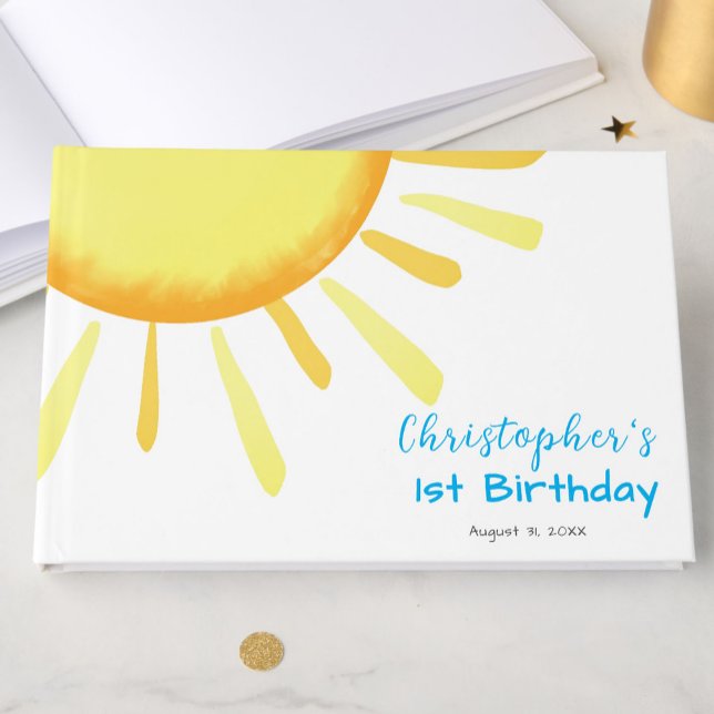 Livro De Visitas One in the Sun Blue First Birthday Custom (Criador carregado)