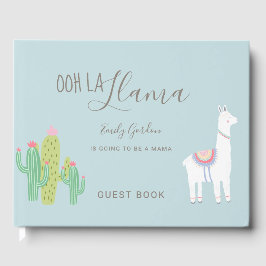 Livro De Visitas Ooh La Llama Chá de fraldas Blue Succulents Cute