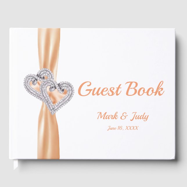 Livro De Visitas Orange Diamond Hearding Guestbook (Frente)