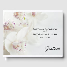 Livro De Visitas Orquídeas Brancas e Roxas Elegantes | Casamento