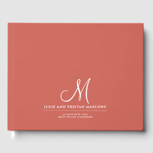 Livro De Visitas Ortografia Chic Casamento Inicial Monograma Rust L