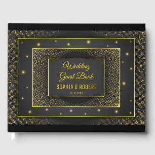 Livro De Visitas Ouro Elegante Moderno Script Negro Engraçado Casam