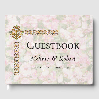 Livro De Visitas Ouro Jeweled Floral Wedding