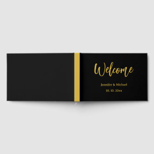 Livro De Visitas Ouro Metálico & Preto Moderno Elegante Profissiona