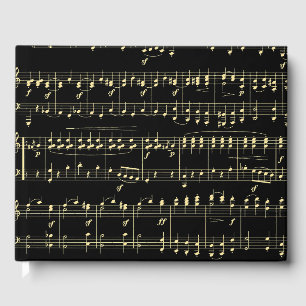Livro De Visitas Ouro musical em preto