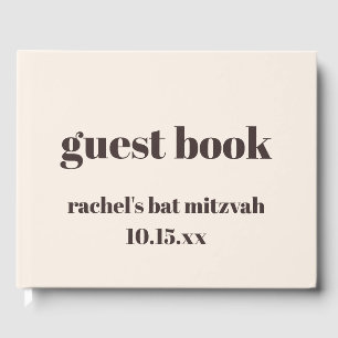 Livro De Visitas Ousada Marrom Creme Moderno Custom Bat Mitzvah Fof