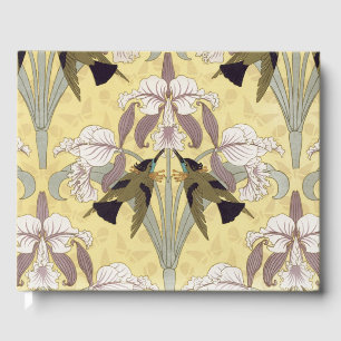 Livro De Visitas Padrão Art Nouveau de Orquídea Beija-flor Vintage