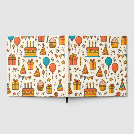 Livro De Visitas Padrão contínuo de festa de aniversário vibrante