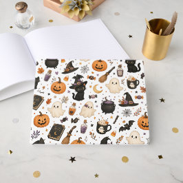 Livro De Visitas Padrão de aquarela de Halloween fofo com gatos pre