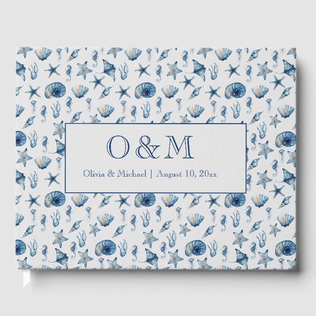 Livro De Visitas Padrão de Aquarela Sob o Mar (Frente)