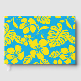 LIVRO DE VISITAS PADRÃO DE BIKINI ROSA EM AZUL E AMARELO