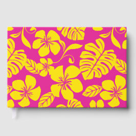 LIVRO DE VISITAS PADRÃO DE BIKINI ROSA EM ROSA CLARO E AMARELO