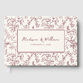 Livro De Visitas Padrão de Chinoiserie de Vinho Casamento