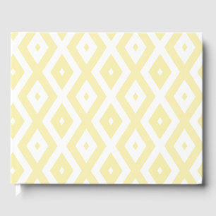 Livro De Visitas Padrão de diamante amarelo pálido e branco
