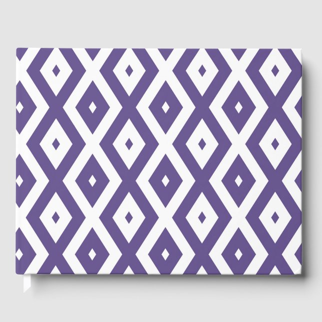 Livro De Visitas Padrão de diamante ultra violeta e branco (Frente)