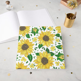 Livro De Visitas Padrão de Girassol em Aquarela