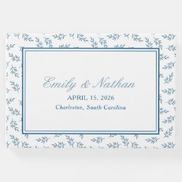 Livro De Visitas Padrão de Jardim Azul de Casamento Elegante Person