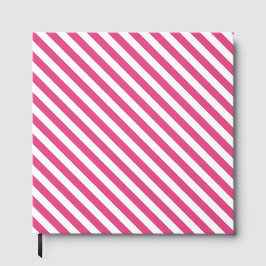 Livro De Visitas Padrão de listras diagonais rosa e branco