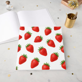 Livro De Visitas Padrão de Morango Sem Costura Fruta Vermelha Fofa