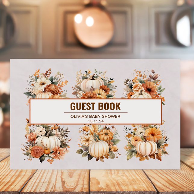 Livro De Visitas Padrão de Pumpkin de queda do Boho Autumn (Criador carregado)
