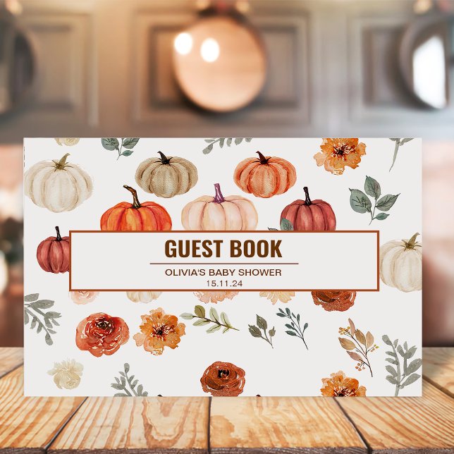 Livro De Visitas Padrão de Pumpkin de queda do Boho Autumn (Criador carregado)