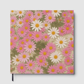 Livro De Visitas Padrão Floral Margarida Retro Estética Design