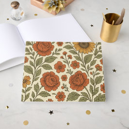 Livro De Visitas Padrão Floral Outono Vintage – Botânica Rústica