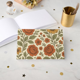 Livro De Visitas Padrão Floral Outono Vintage – Botânica Rústica