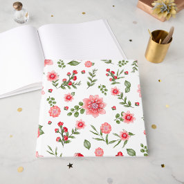 Livro De Visitas Padrão Floral Rosa Elegante