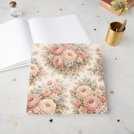 Livro De Visitas Padrão Floral Rosa Vintage | Pastel Elegante