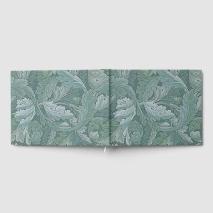 Livro De Visitas Padrão Folha de Acanto Azul Teal de William Morris