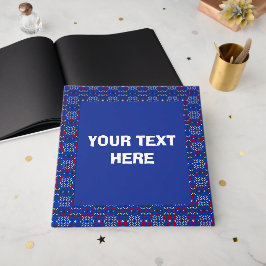 Livro De Visitas Padrão Geométrico de Pixel Tradicional em Azul Esc