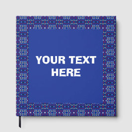 Livro De Visitas Padrão Geométrico de Pixel Tradicional em Azul Esc